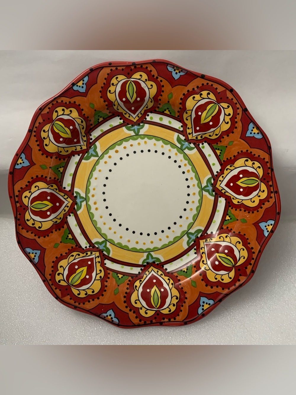 Hand-Painted Red Decorative Ceramic Dinner Plate